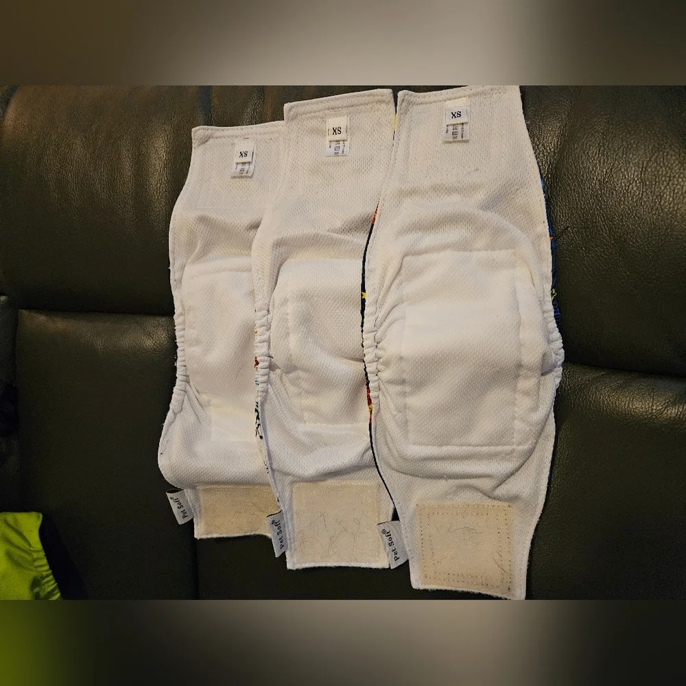 Male Dog Diapers Size XS - Black, White, and Blue